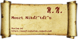 Moszt Nikétás névjegykártya